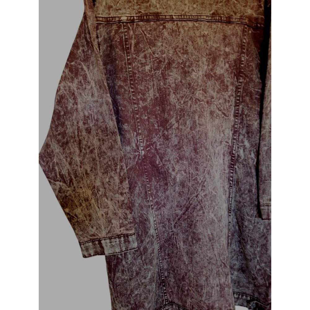 Thrill Women's Long Denim Jacket XL Dark Mauve Buttons Pockets Long Sleeve - Picture 5 of 12